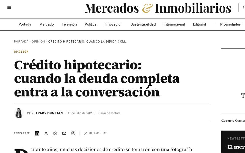 Mercados & Inmobiliarios: Crédito hipotecario: cuando la deuda completa entra a la conversación